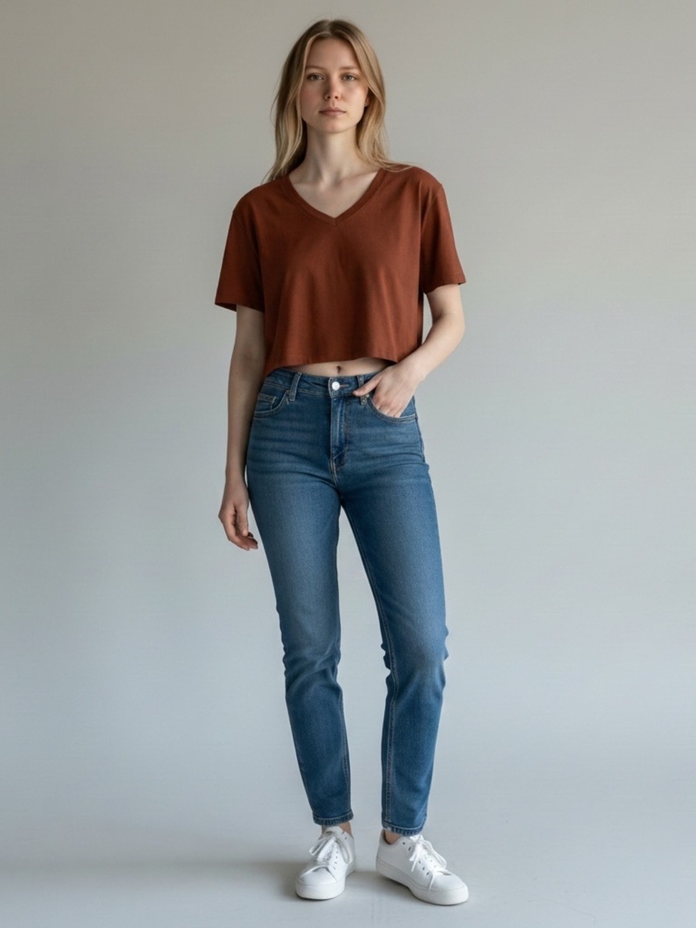 Quince Women’s Organic Cotton Boxy V-Neck Tee Shirt